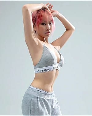 Pink hair asian'