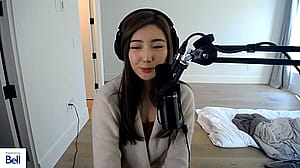 Streamer tries to fix her choppy internet by doing poses.'