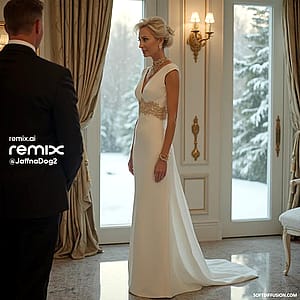 White gown for a winter party