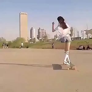 Cruising on the longboard.'