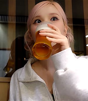 Cutie with beer!'